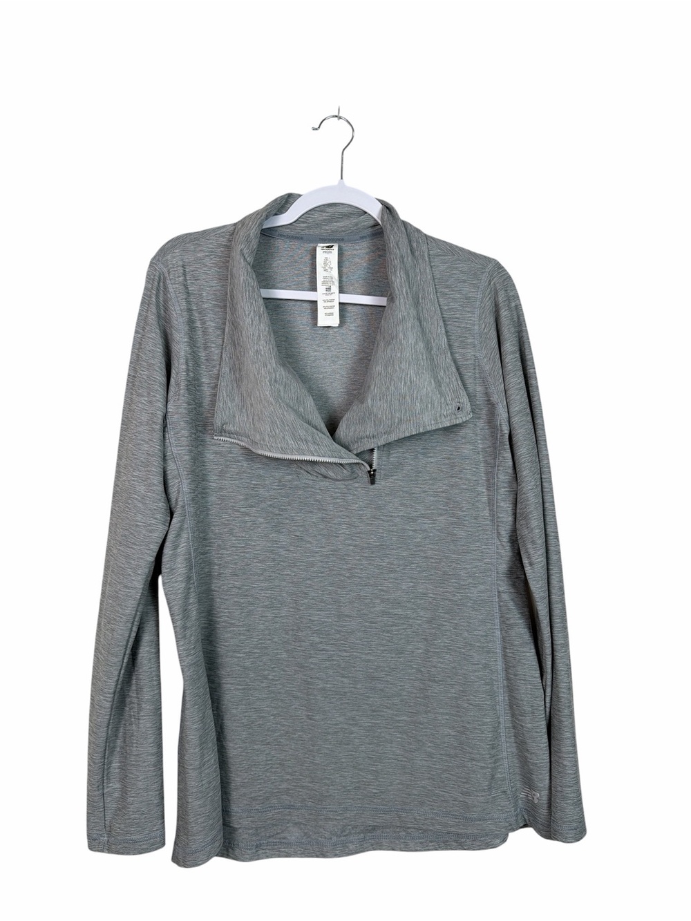 New Balance Women’s Large Gray Asymmetric Zip Pullover Shawl Collar Top